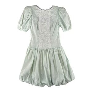 Vtg Gunne Sax Jessica McClintock Dress Sz 5 Mint Puff Sleeve Lace Bubble Hem‎